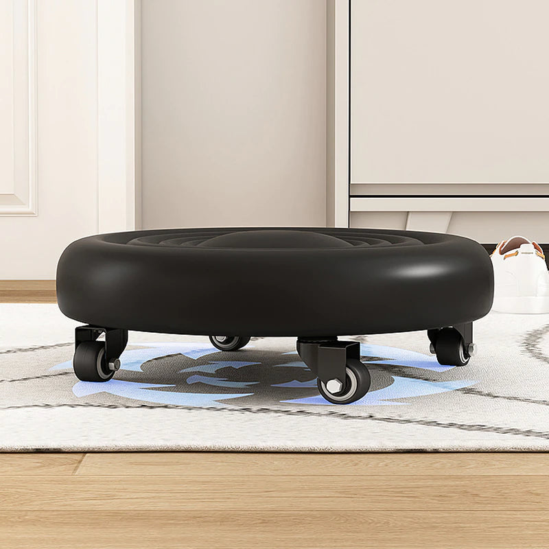 360 Degree Rotating Rolling Stool with PU Leather Cushion and Adjustable Height, Black Blue Red