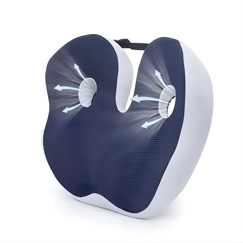 Memory Foam Orthopedic Seat Cushion Adjustable Pressure Relief Contoured Ergonomic Support with Breathable Cover and Non-Slip Base