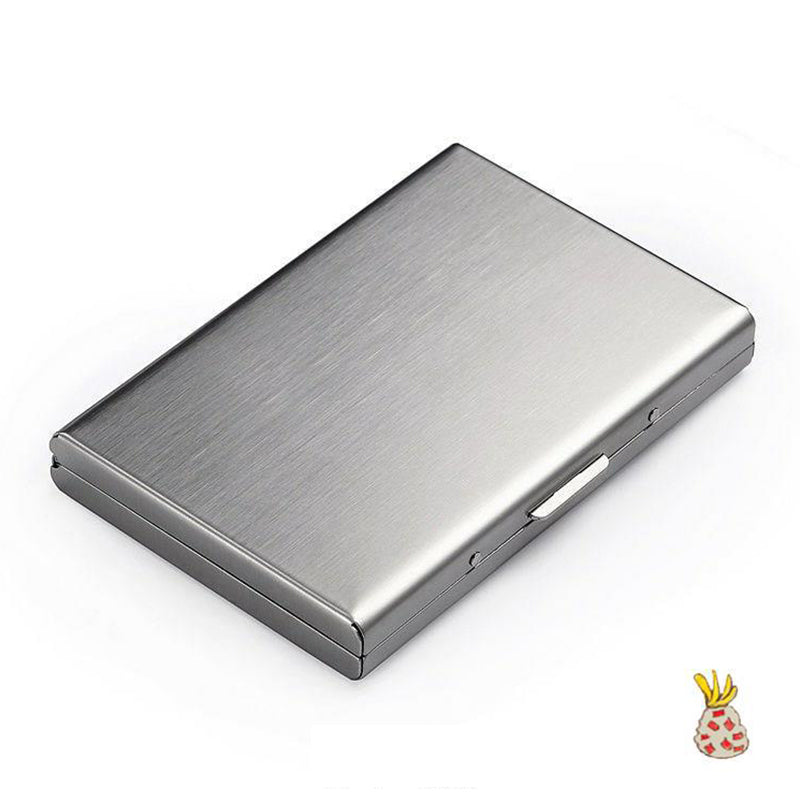 Ultra-Thin Stainless Steel Card Case with RFID Theft and Demagnetization Protection, Holds 6 Cards