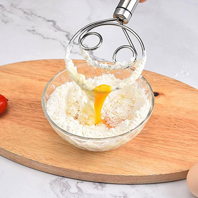 Stainless Steel Dough Whisk Ergonomic Handle Compact Lightweight Kitchen Tool