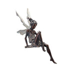Sitting Fairy Garden Statue Resin Figurine White Brown 22 cm Decorative Outdoor Patio Ornament