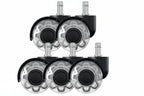 5 Pieces Office Chair Wheels 10mm Stem Swivel Replacement PU Double Wheel Black