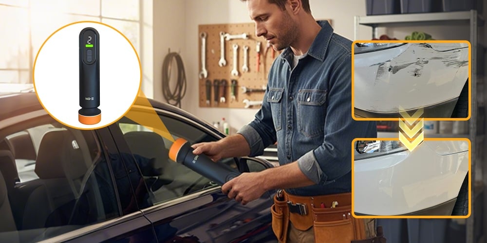 Buffora Cordless Car Polisher 12,000 RPM Wireless Rechargeable Detailing Tool with Adjustable Speed and Foam Pads