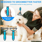 Double-Sided Pet Grooming Brush Stainless Steel Pins Pain-Free Detangling for Dogs Cats Rabbits