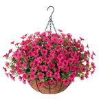 EterniBloom Artificial Hanging Flower Basket with 12 Silk Flowers Weatherproof UV-Resistant Decor