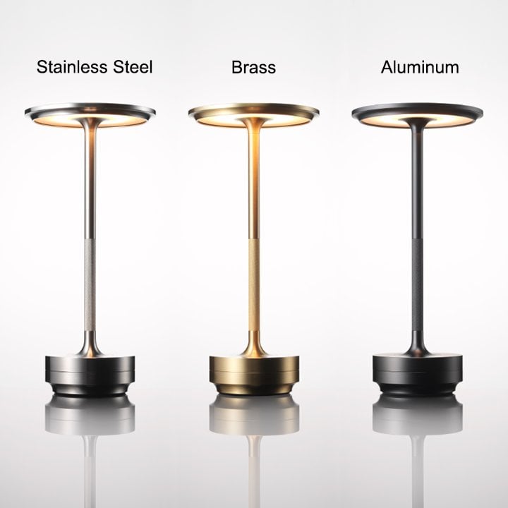 Cordless Aluminum Table Lamp Rechargeable Waterproof Dimmable Touch Sensor Desk Light 11 Inch