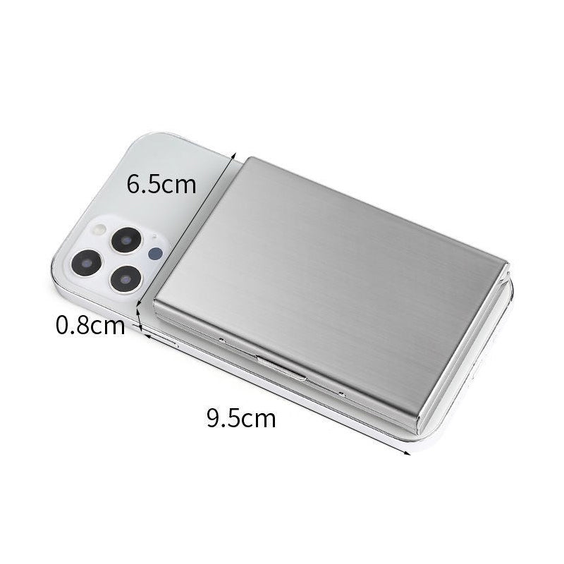 Ultra-Thin Stainless Steel Card Case with RFID Theft and Demagnetization Protection, Holds 6 Cards
