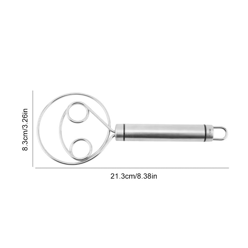 Stainless Steel Dough Whisk Ergonomic Handle Compact Lightweight Kitchen Tool
