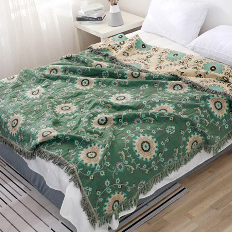 Reversible Cotton Sofa Cover Blanket Soft Durable Couch Throw Machine Washable Multiple Sizes