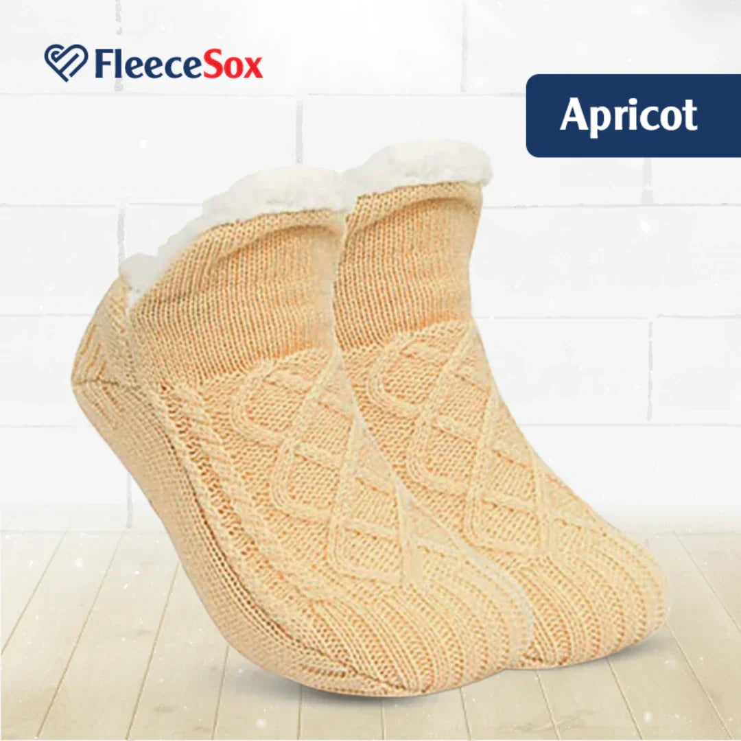 Fleece-Lined Thermal Slipper Socks Non-Slip Grips Warm Cozy Indoor Socks Acrylic Polyester