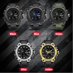 Men's Waterproof Dual-Display Sport Watch with Luminous Dial and Resin Strap