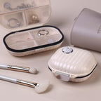 Portable Daily Pill Organizer 7-Section Water-Resistant Compact White PET Silicone Pill Box