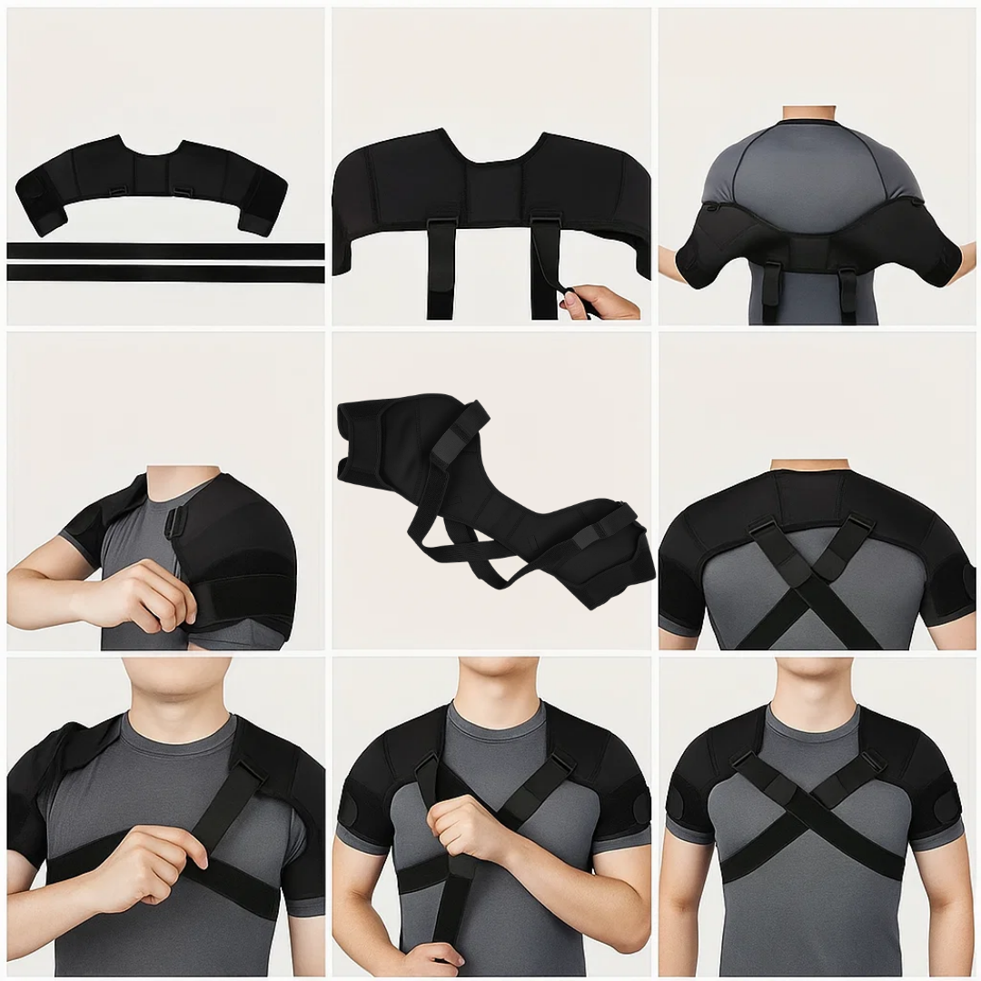 AlignR Shoulder Support Brace Cross-Compression Stability Breathable Mesh Comfort Relieves Shoulder Pain Improves Posture