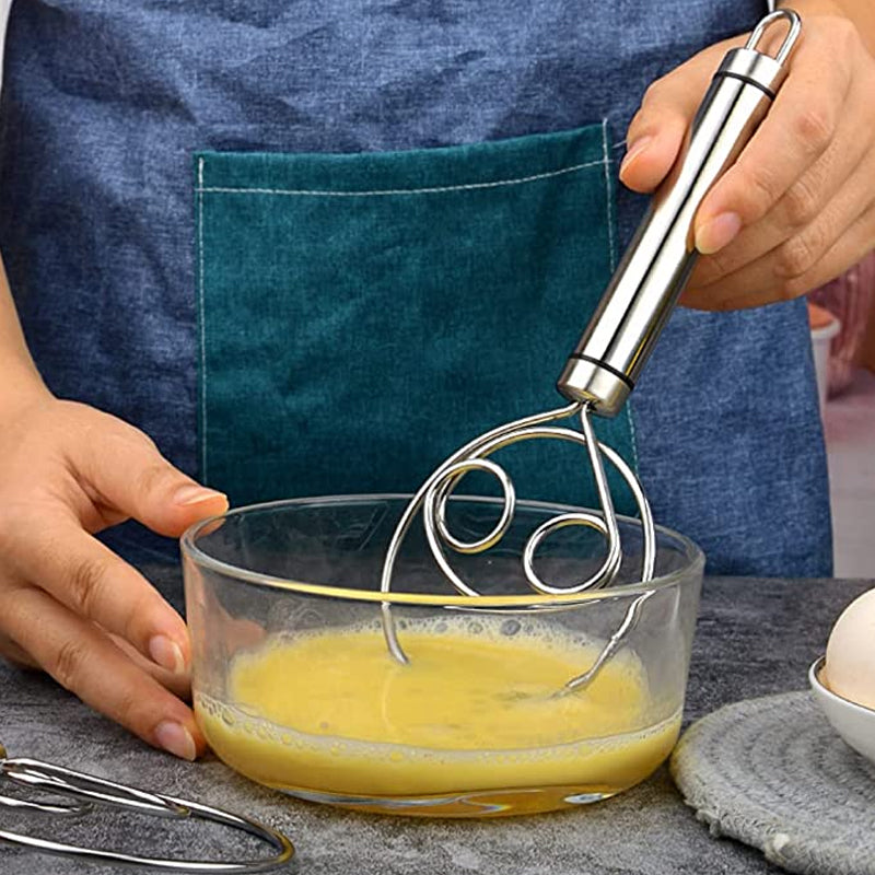 Stainless Steel Dough Whisk Ergonomic Handle Compact Lightweight Kitchen Tool