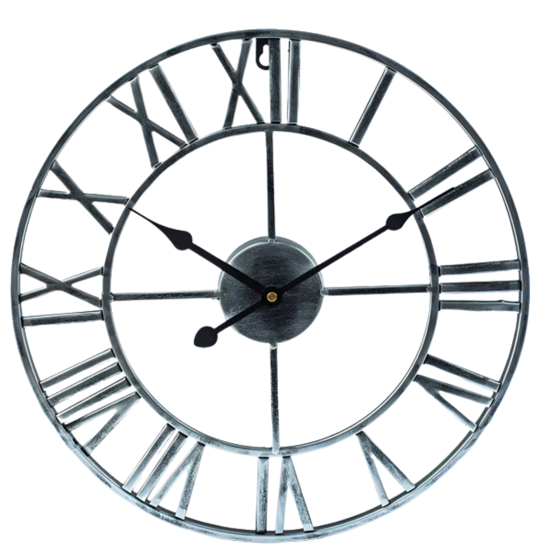 Large Metal Wall Clock 60cm Diameter Contemporary 3D Design Battery Operated