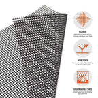 Reusable Non-Stick PTFE Fiberglass Grill Mat Black 15.7 x 13 Inches Dishwasher Safe Heat Resistant