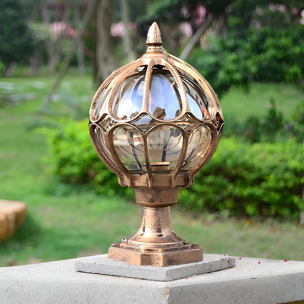 Vintage Outdoor LED Pier Mount Post Light Clear Glass Globe Black Bronze Aluminum