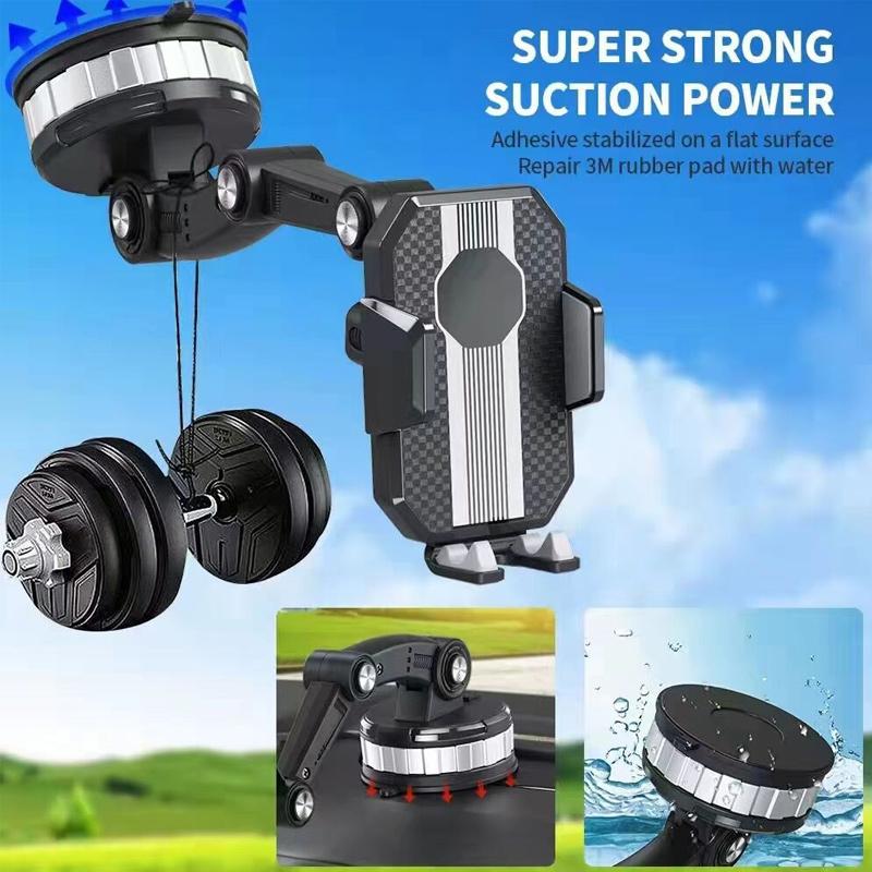 Car Phone Holder Strong Suction Adjustable Mount 360° Rotation Black