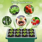 Seed Starter Trays with Grow Light Kit 5 Sets Adjustable Humidity Clear Root View Black Green