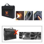 Fireproof Waterproof Document Bag Fiberglass Heat Resistant Fire Safe Storage 38x28x7.5 cm Black