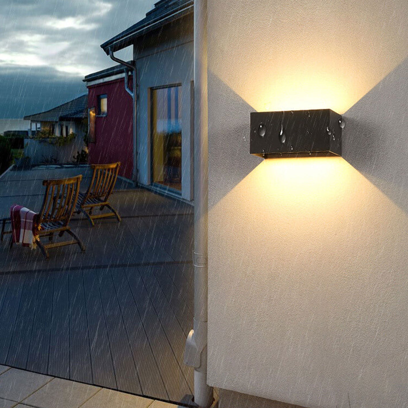 Modern Outdoor Waterproof Rectangular Aluminum LED Wall Sconce Lamp Black or White 12W/24W Hardwired