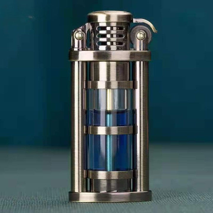 Transparent Windproof Metal Kerosene Flame Lighter Brass Compact 72mm