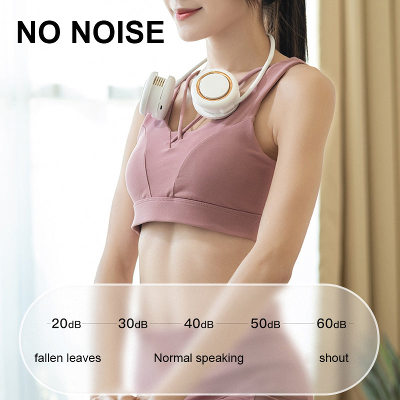 Foldable USB Rechargeable Portable Neck Fan Bladeless Turbine Design Adjustable Silicone Band