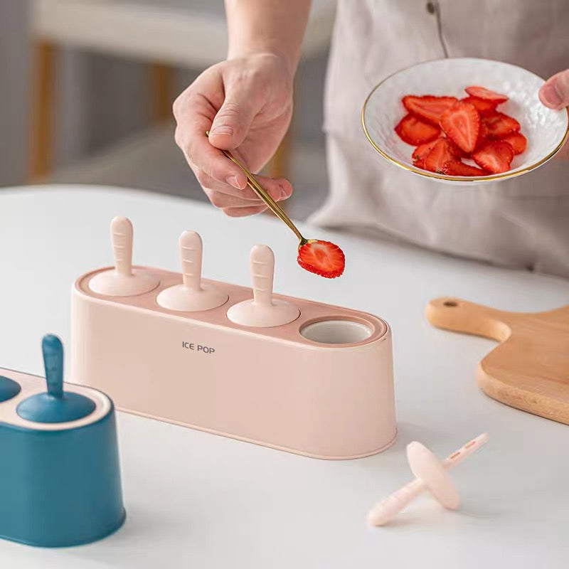 Harrow Silicone Popsicle Mold Set with Catch Tray Flexible Ice Cream Maker 4 Colors