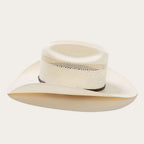 Straw Cowboy Hat Cattleman Crown Ventilated Leather Hatband Silver Gold Accents 4 1/4" Brim 4 1/8" Crown