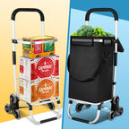 Foldable 40L Shopping Trolley Cart with Removable Bag and Cooling Compartment Black