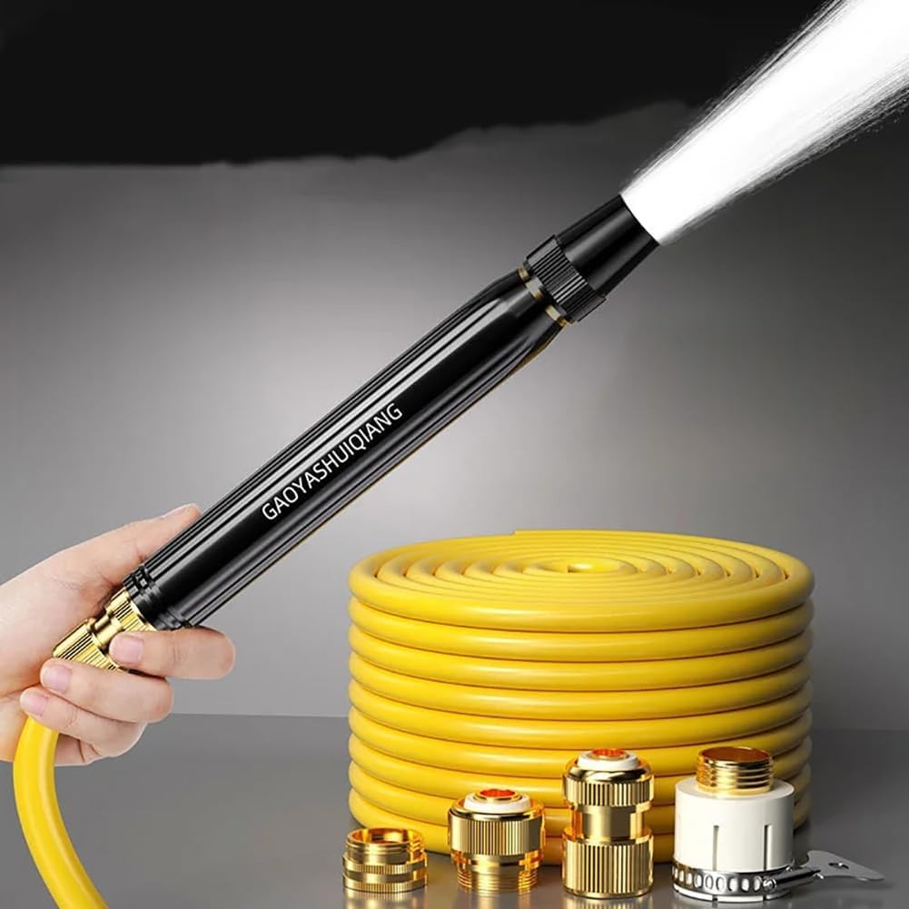 Garden Hose Power Nozzle Stainless Steel Dual Spray Jet and Fan Water Hose Attachment