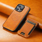Leather iPhone Case with Card Slot, Stand, and MagSafe Wireless Charging Slim Design
