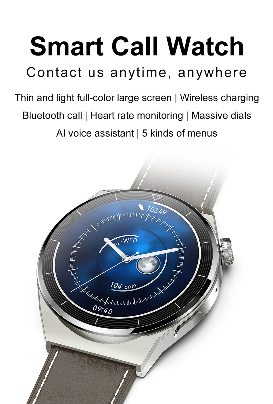 4G Smartwatch with Phone Calls, Touchscreen, Metal Band, Black, 1.39-Inch Display, 2-Day Battery