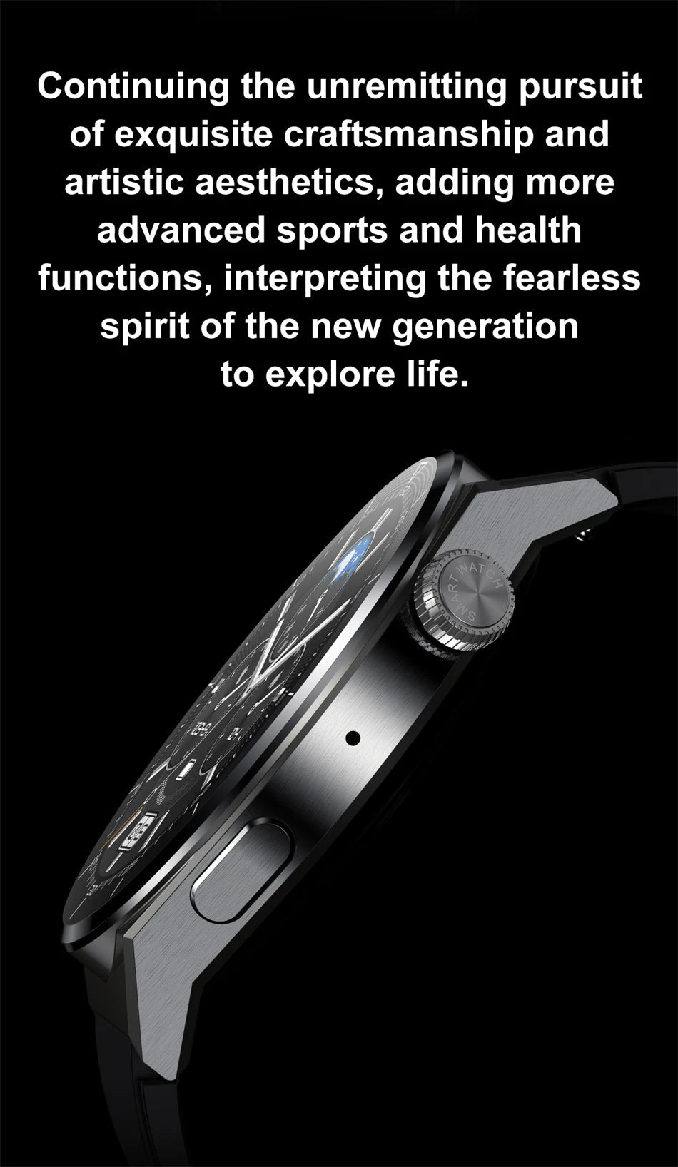 4G Smartwatch with Phone Calls, Touchscreen, Metal Band, Black, 1.39-Inch Display, 2-Day Battery