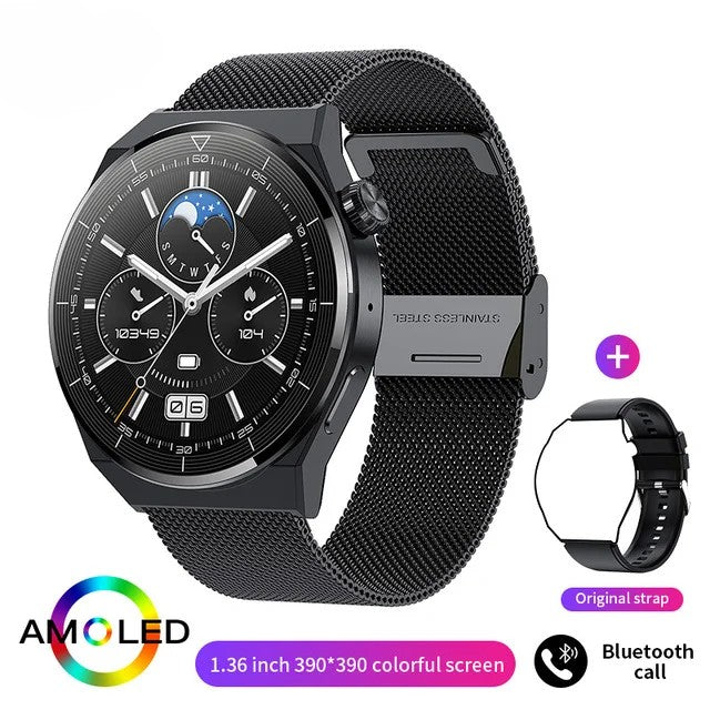 4G Smartwatch with Phone Calls, Touchscreen, Metal Band, Black, 1.39-Inch Display, 2-Day Battery