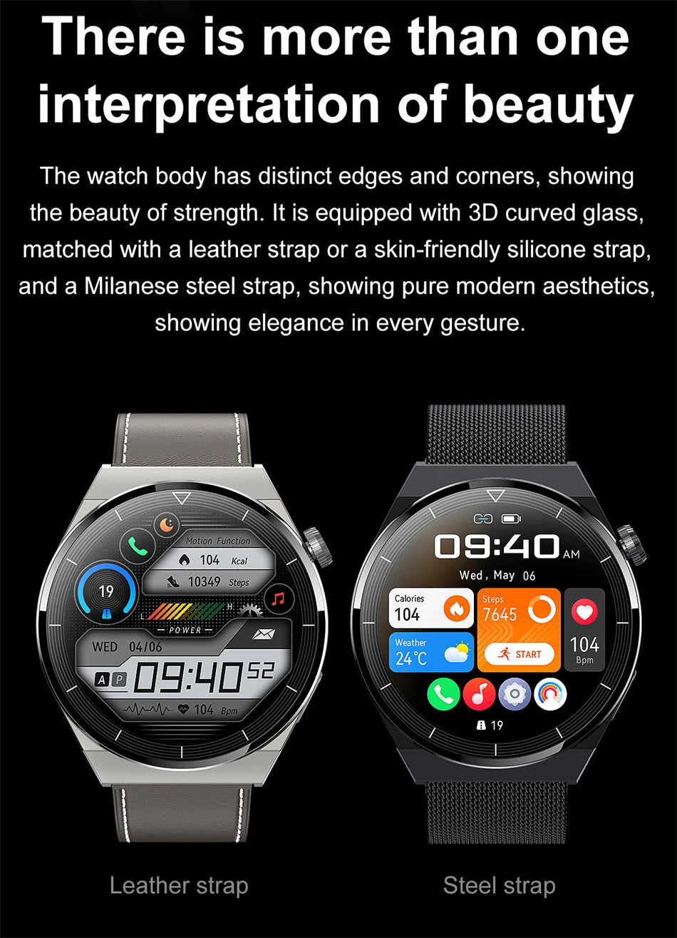 4G Smartwatch with Phone Calls, Touchscreen, Metal Band, Black, 1.39-Inch Display, 2-Day Battery
