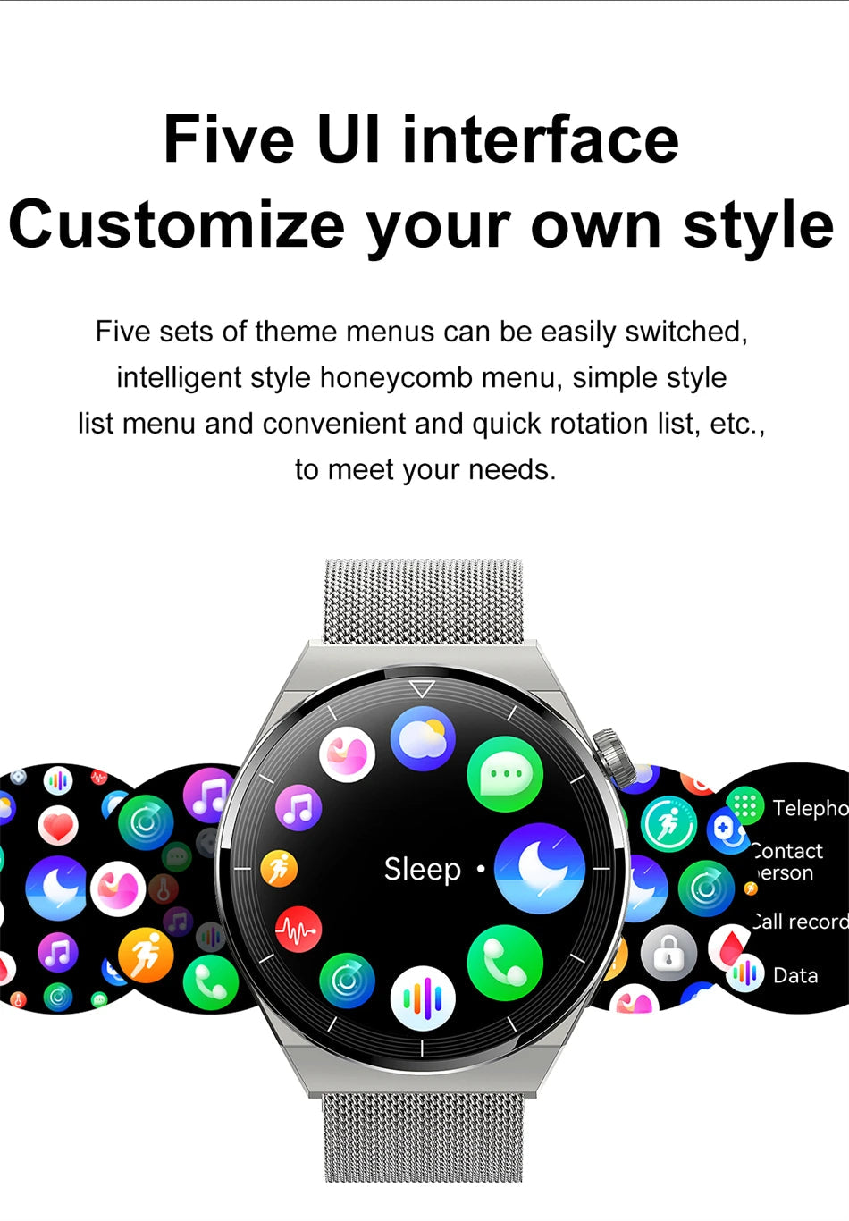 4G Smartwatch with Phone Calls, Touchscreen, Metal Band, Black, 1.39-Inch Display, 2-Day Battery