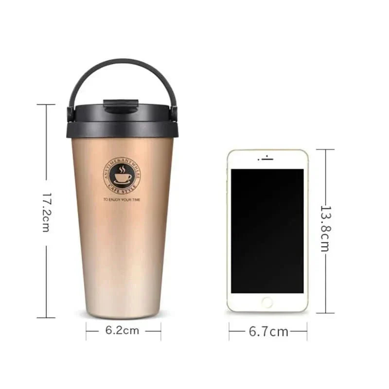Thermasip Insulated Stainless Steel Travel Mug 500ml Leak-Proof Double-Walled Vacuum Flask