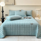 Soft Plush Square-Textured Bedspread Throw Blanket 79x90 Inches Multiple Colors