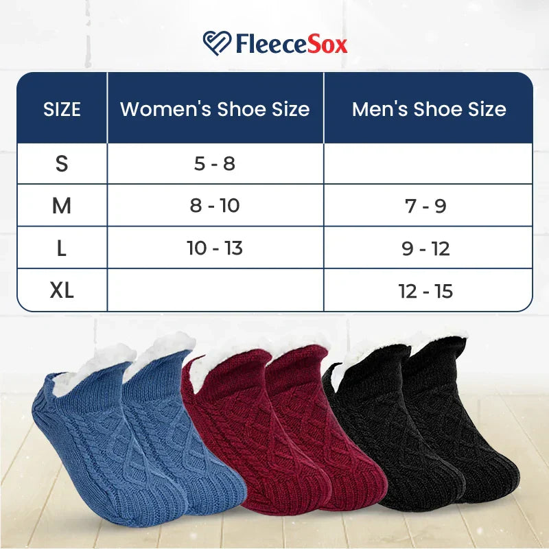 Fleece-Lined Thermal Slipper Socks Non-Slip Grips Warm Cozy Indoor Socks Acrylic Polyester