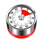 Magnetic Mechanical Kitchen Timer 59-Minute Manual Timer with Red Dial and Metal Case