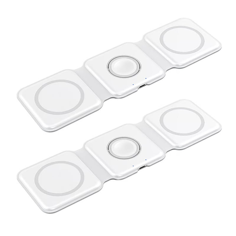 Foldable 3-in-1 Wireless Charger 15W Fast Charging for Phone AirPods Apple Watch Black White