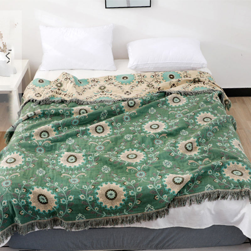 Reversible Cotton Sofa Cover Blanket Soft Durable Couch Throw Machine Washable Multiple Sizes