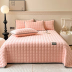 Soft Plush Square-Textured Bedspread Throw Blanket 79x90 Inches Multiple Colors