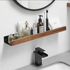 Harrow Solid Wood Bathroom Organizer Shelves No Drill Adhesive Wall Mounted Rustic