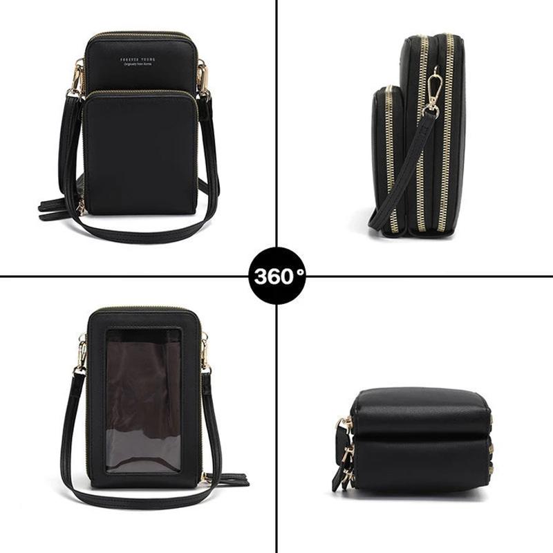 Touchscreen Phone Crossbody Bag with RFID Blocking and Removable Straps, Synthetic Leather, Fits Phones Up to 6.5 Inch