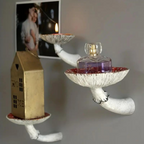 Floating Mushroom Wall Shelf Resin Decorative Nature-Inspired Small Display 10.5x7.5 cm