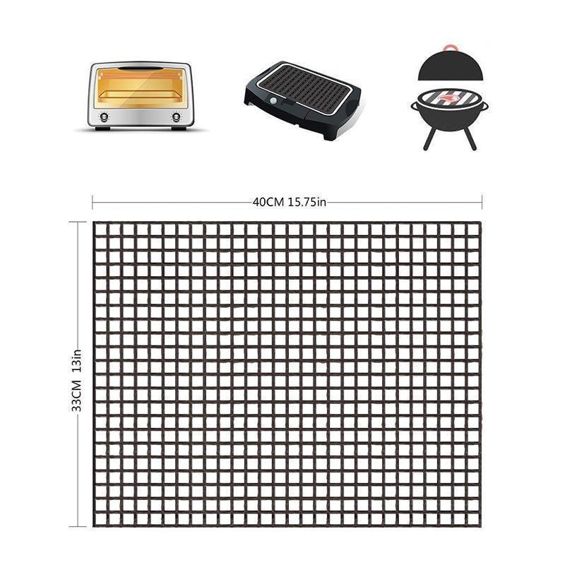 Reusable Non-Stick PTFE Fiberglass Grill Mat Black 15.7 x 13 Inches Dishwasher Safe Heat Resistant