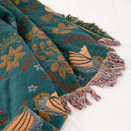 Reversible Scandinavian Bird Cotton Throw Blanket Double-Sided Soft Cozy Home Decor