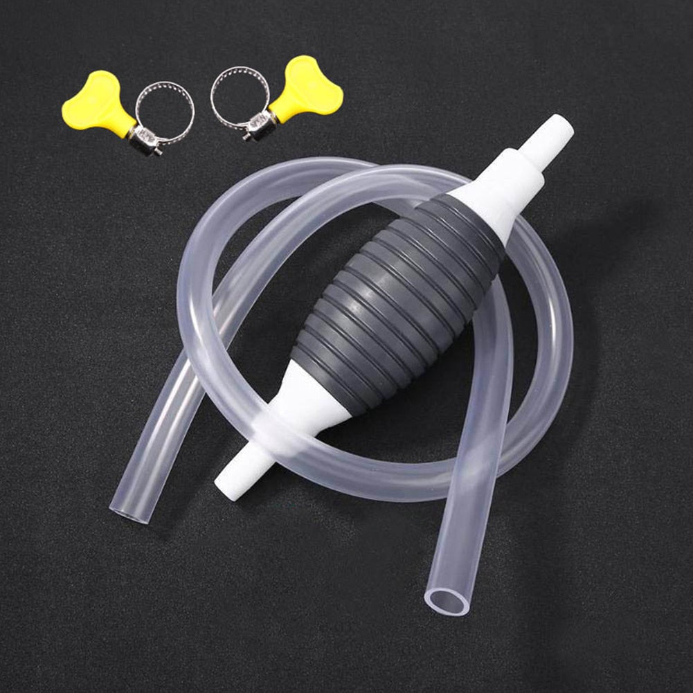 Manual Fuel Siphon Pump with Rubber Hand Pump and Transparent PVC Hose for Gasoline, Water, Oil Transfer